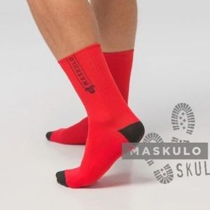 MASKULO Red Crew Sock